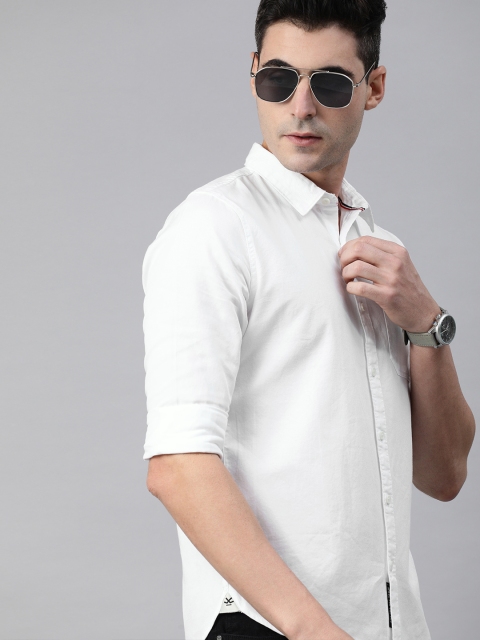 

WROGN Men White Slim Fit Solid Casual Shirt