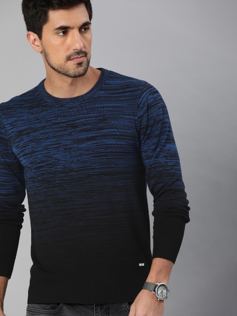 

WROGN Men Navy Blue Printed Pullover Sweater