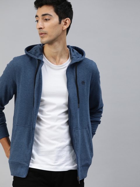 

WROGN Men Navy Blue Slim Fit Solid Hooded Sweatshirt