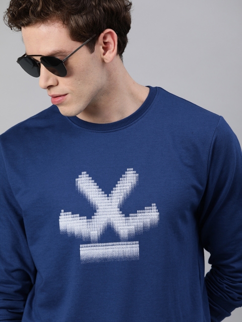 

WROGN Men Blue & White Printed Sweatshirt