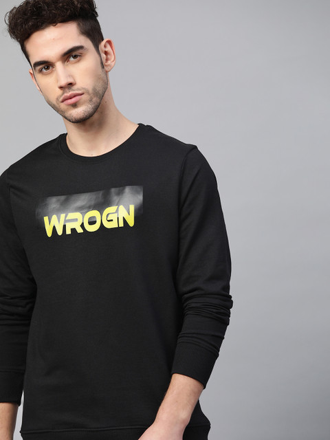

WROGN Men Black Printed Sweatshirt