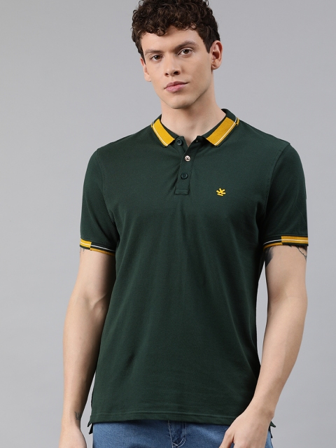 

WROGN Men Olive Green Solid Slim Fit Polo Collar T-shirt