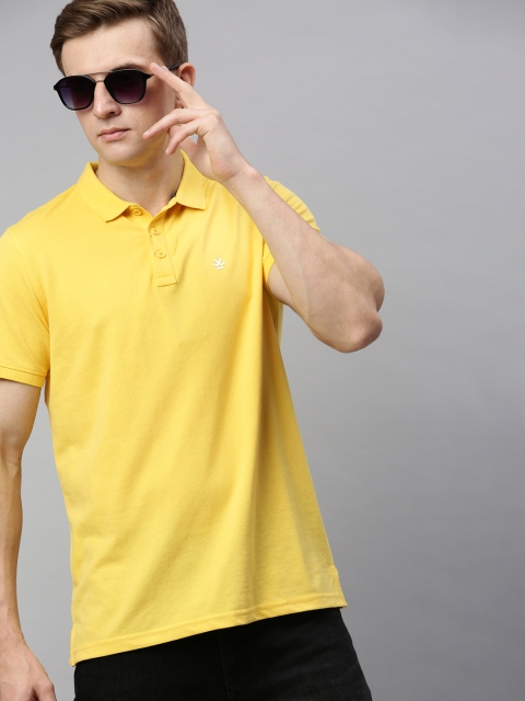 

WROGN Men Yellow Solid Slim Fit Polo Collar T-shirt