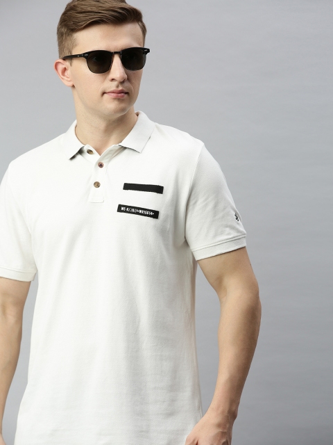 

WROGN Men White Solid Slim Fit Polo Collar T-shirt