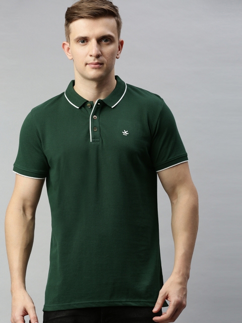 

WROGN Men Olive Green Solid Slim Fit Polo Collar T-shirt