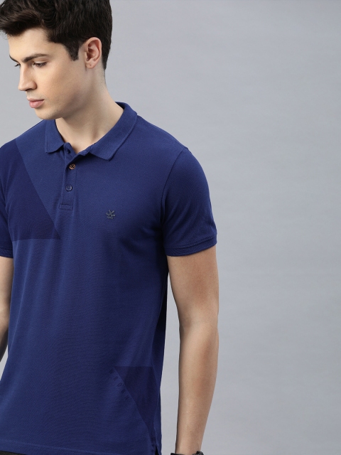 

WROGN Men Blue Slim Fit Solid Polo Collar T-shirt