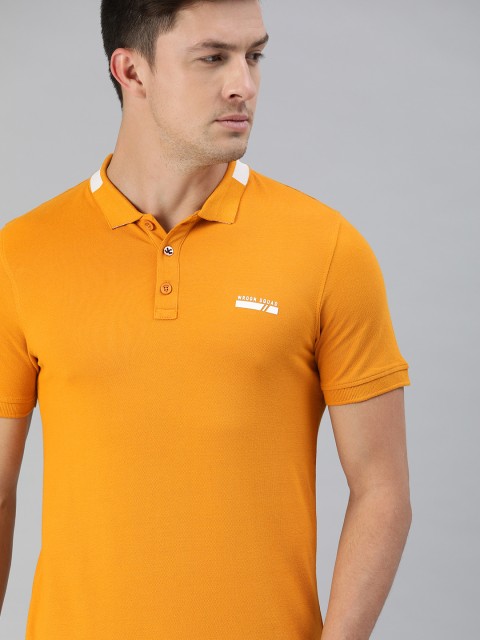 

WROGN Men Mustard Yellow Solid Polo Collar T-shirt