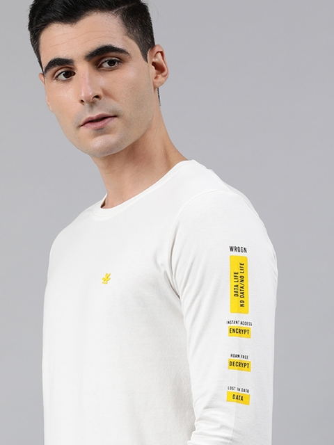 

WROGN Men White Slim Fit Solid Round Neck T-shirt
