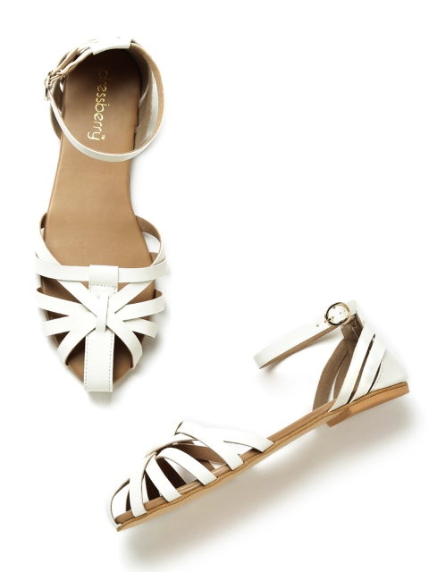 

DressBerry Women White Strappy Flats