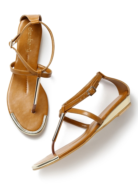 

DressBerry Women Brown & Gold-Toned Flats