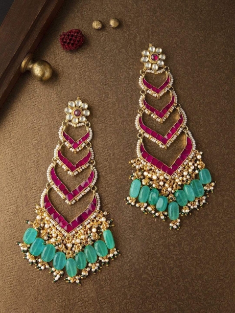 

rubans LUXURY Gold-Plated & Pink Heart Shaped Drop Earrings