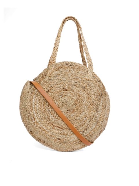 

Diwaah Beige Self Design Jute Shoulder Bag