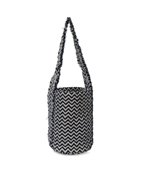 

Diwaah Off-White & Black Self Design Sling Bag