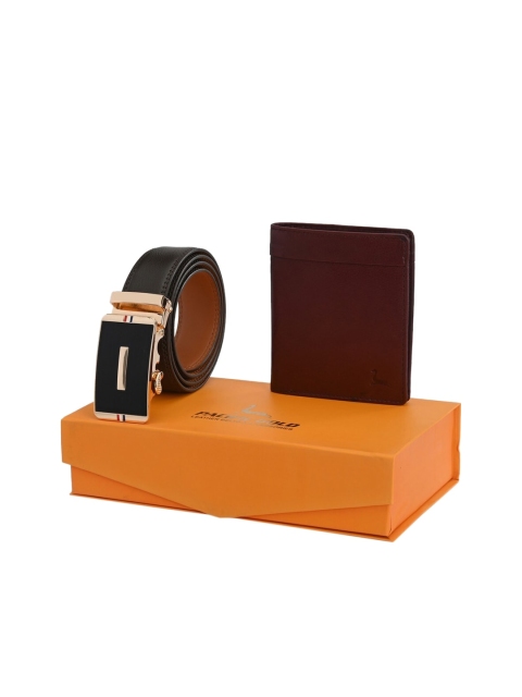 

Pacific Gold Men Brown Genuine Leather Autolock Belt & Wallet Accessory Gift Set