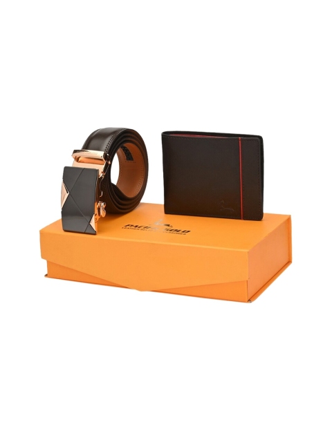 

Pacific Gold Men Coffee Brown Genuine Leather Autolock Belt & Wallet Gift Set