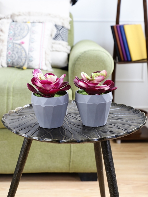 

OddCroft Set Of 2 Burgundy & Grey Artificial Succulent Potted Plants