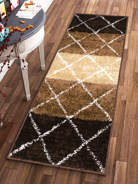 

Story@home Brown & Purple Geometric Indoor Soft Floor Runner