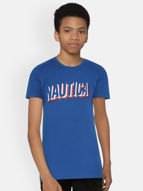 

Nautica Boys Blue Printed Round Neck T-shirt