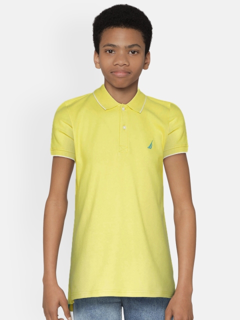 

Nautica Boys Yellow Solid Polo Collar T-shirt