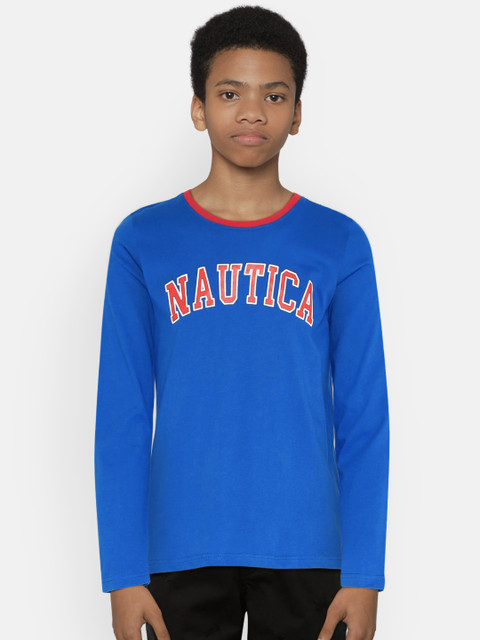 

Nautica Boys Blue Printed Round Neck T-shirt