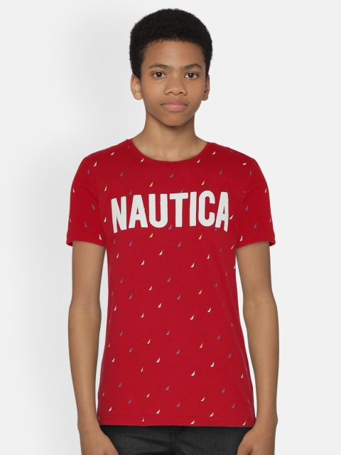 

Nautica Boys Red Printed Round Neck T-shirt