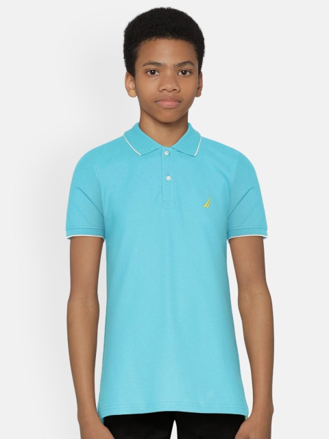 

Nautica Boys Blue Solid Polo Collar T-shirt