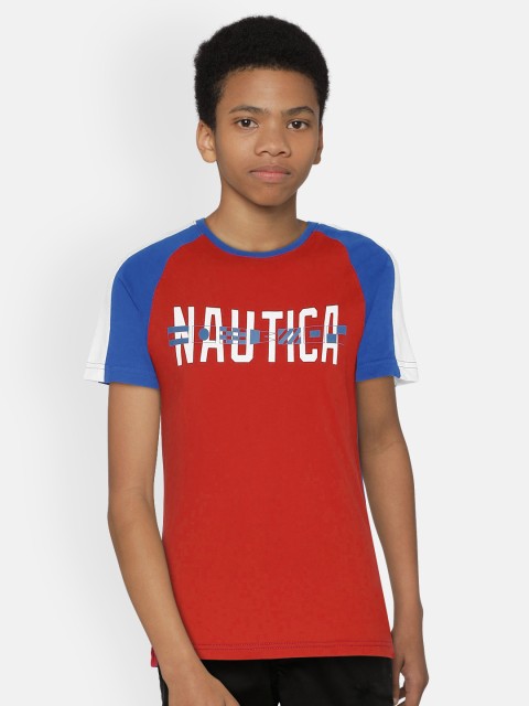 

Nautica Boys Red & Blue Printed Round Neck T-shirt