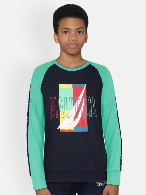 

Nautica Boys Navy Blue & Green Printed Sweatshirt