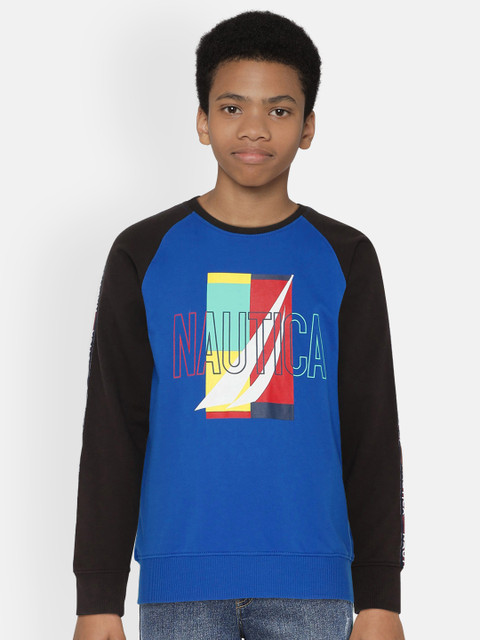 

Nautica Boys Blue & Black Printed Sweatshirt