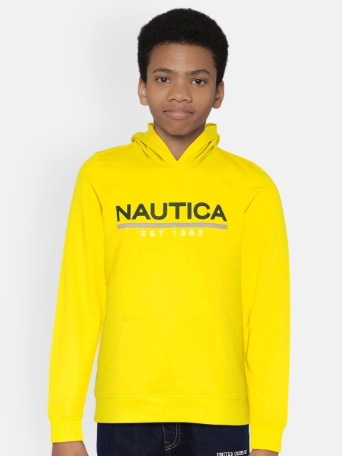 

Nautica Boys Yellow Printed Hooded Sweatshirt
