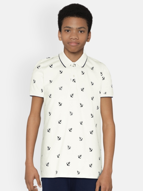 

Nautica Boys White Printed Polo Collar T-shirt