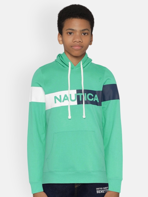 

Nautica Boys Green Printed Hooded Sweatshirt