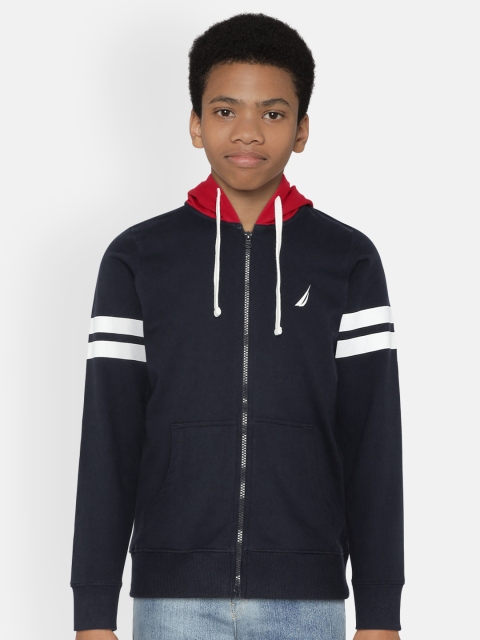 

Nautica Boys Navy Blue Solid Hooded Sweatshirt