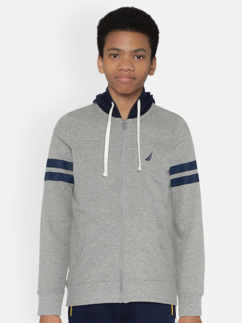 

Nautica Boys Grey Melange Solid Hooded Sweatshirt