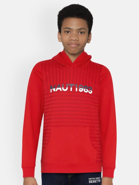 

Nautica Boys Red Striped Hooded Sweatshirt
