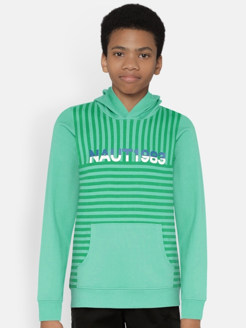

Nautica Boys Green Striped Hooded Sweatshirt