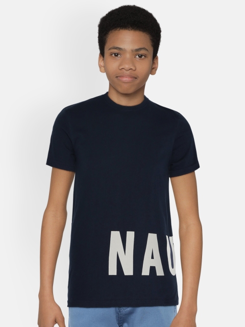 

Nautica Boys Navy Blue Printed Round Neck T-shirt