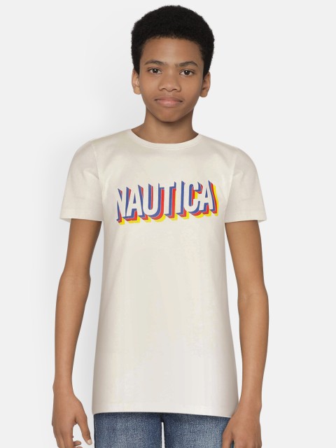 

Nautica Boys White Printed Round Neck T-shirt