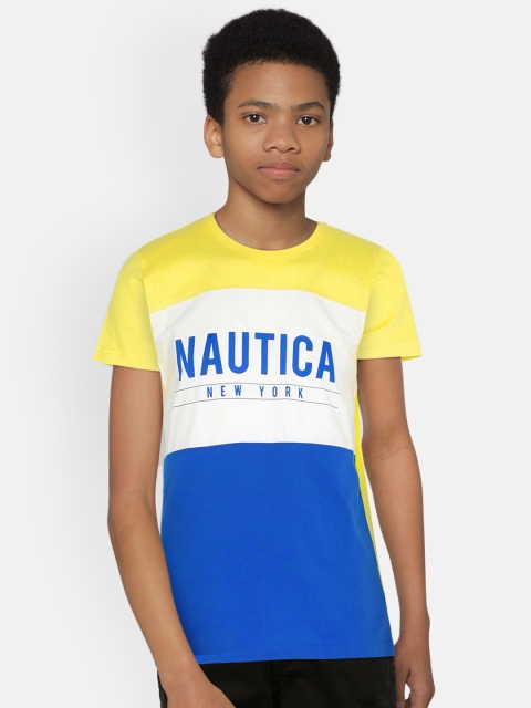 

Nautica Boys Yellow & Blue Colourblocked Round Neck T-shirt
