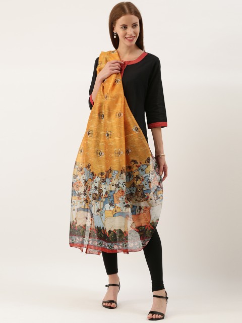 

aamna Yellow Printed Dupatta