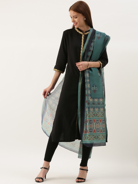 

aamna Green & Beige Kalamkari Printed Dupatta