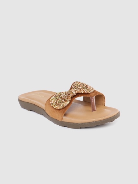 

Funku Fashion Women Tan Brown Embellished Open Toe Flats