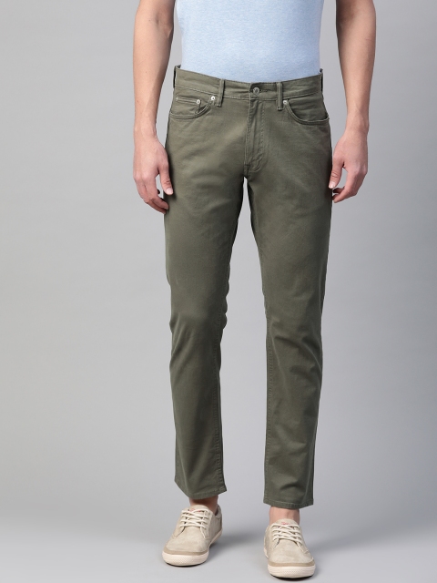 

Marks & Spencer Men Olive Green Slim Fit Solid Trousers