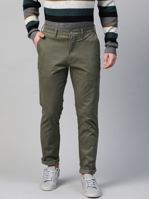 

Marks & Spencer Men Olive Green Slim Fit Solid Chinos