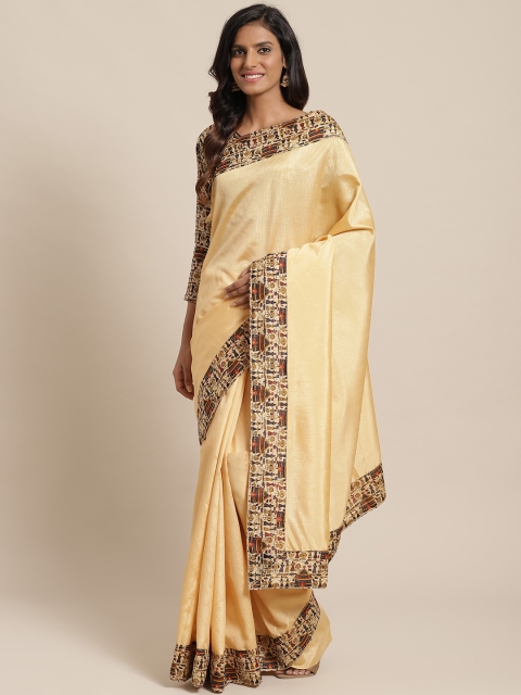 

Silk Bazar Beige Silk Blend Solid Bhagalpuri Saree