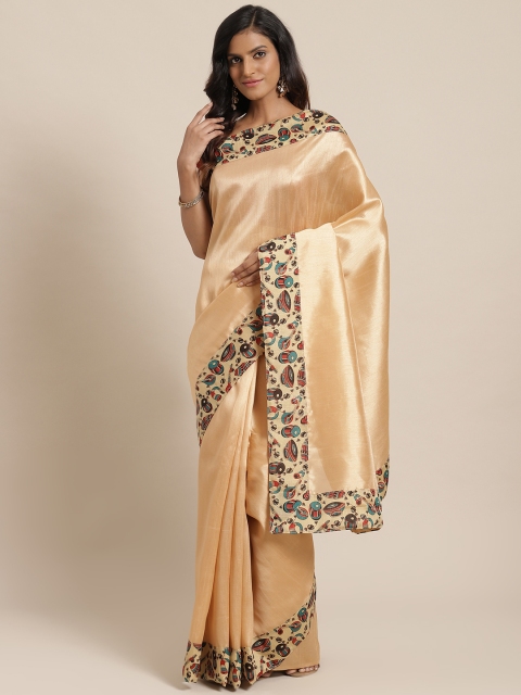 

Silk Bazar Beige Solid Bhagalpuri Saree