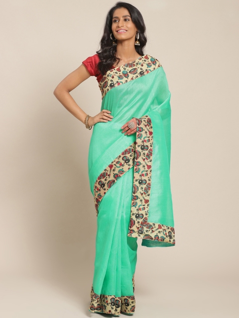 

Silk Bazar Green Solid Bhagalpuri Saree