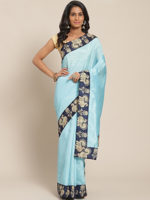 

Silk Bazar Blue Solid Bhagalpuri Saree