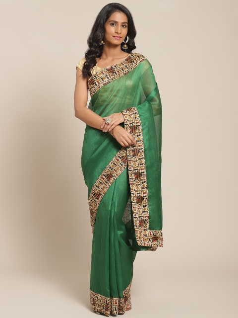 

Silk Bazar Green Striped Bhagalpuri Saree