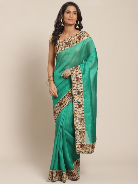 

Silk Bazar Green Striped Bhagalpuri Saree